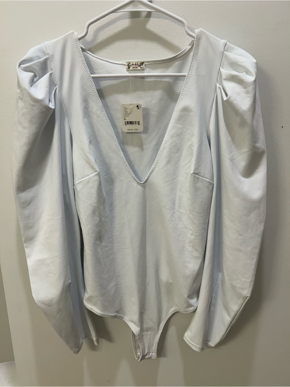 White V-Neck Long Sleeve Bodysuit